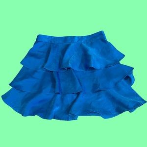 Zara Azure Blue “silk”Mini Skirt, Size S, Zip Back, Great Condition(Worn 2x’s)